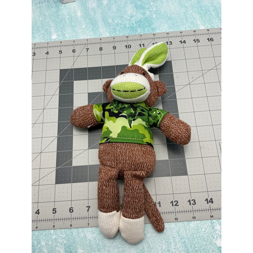 Cute Camo Monkey Plush Toy with Bunny Ears Easter Spring Stuffed Animal Gift‎ - Picture 2 of 5
